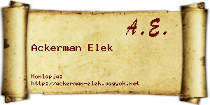 Ackerman Elek névjegykártya